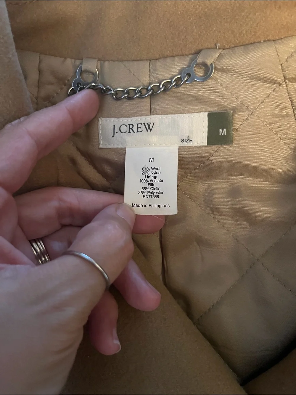 J. Crew Camel Double-Breasted Wool Peacoat. Women’s size medium.